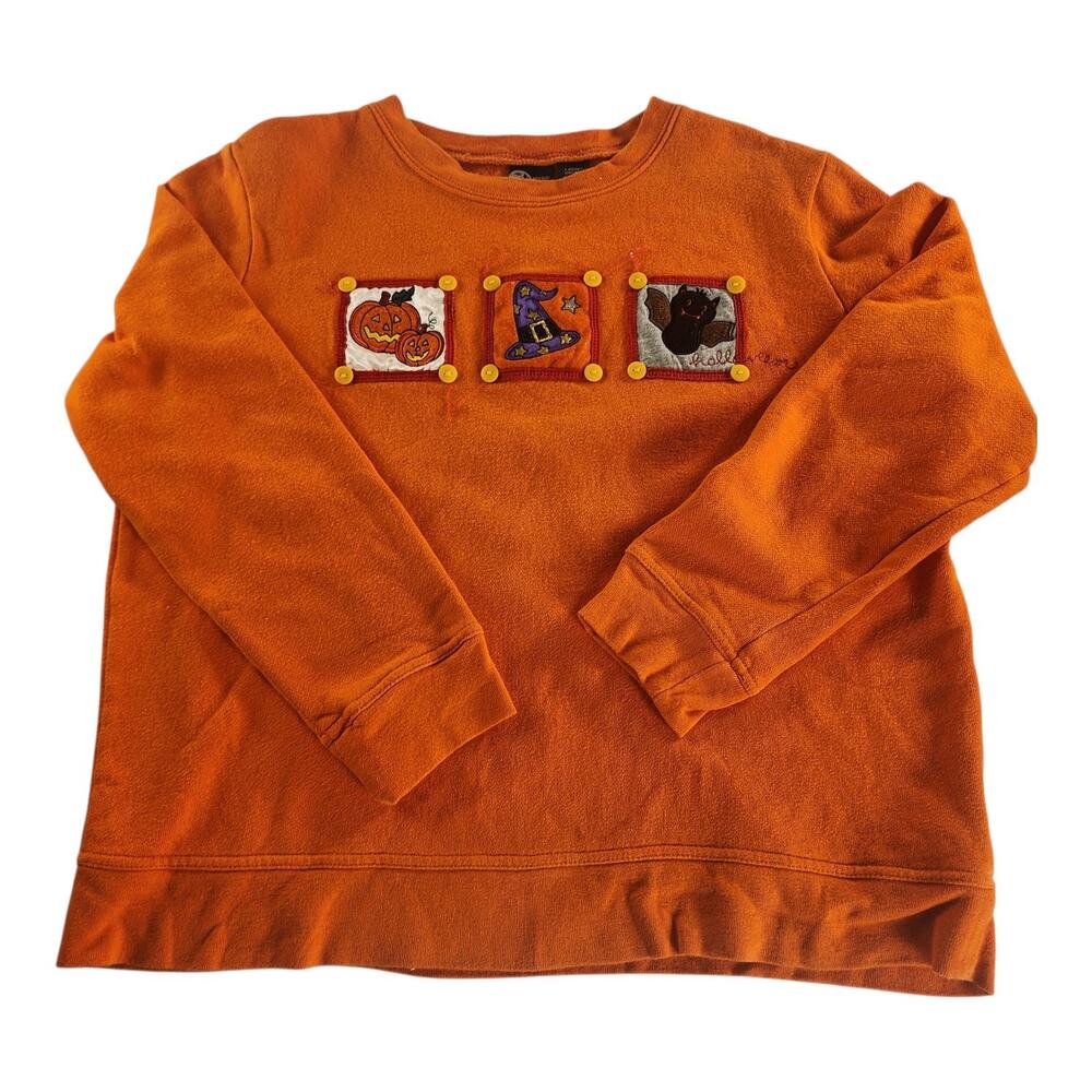 Holiday Editi Halloween Sweatshirt Pumpkin Witch Hat Cat Spooky Kitschy